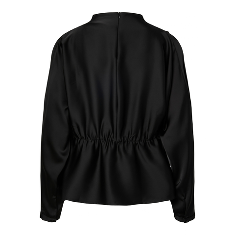 YASPELLA LS Funnel Neck Top, Black