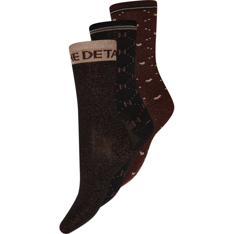Hype The Detail socks 3-pack, Rød/Brun