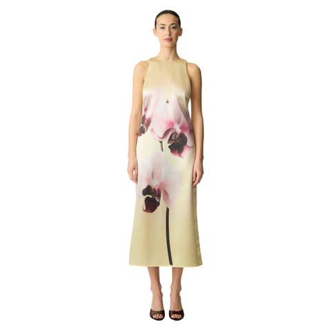 YASORCHIDA SATIN LONG DRESS S