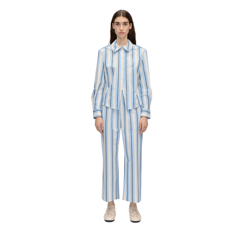 STINE GOYA Heavy stripe cotton, Sharp hem boxy shirt