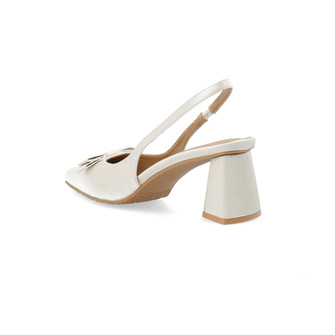 BIANCO BIAMARALYN Bow Slingback Satin, Off white