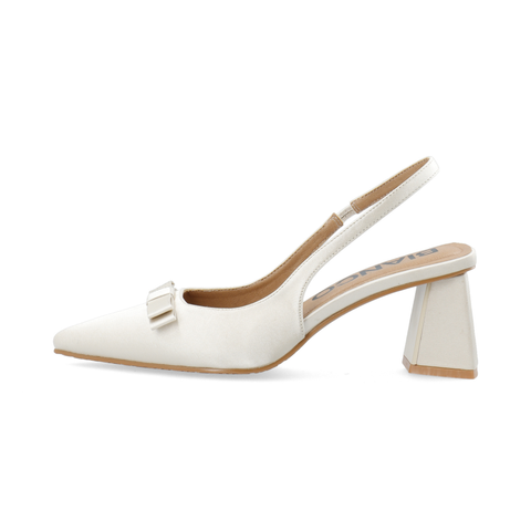 BIANCO BIAMARALYN Bow Slingback Satin, Off white