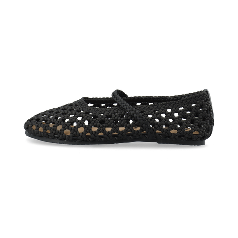 BIANCO BIASTELLA Mary Jane Crochet Satin, Black