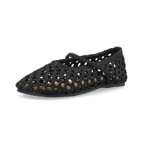 BIANCO BIASTELLA Mary Jane Crochet Satin, Black