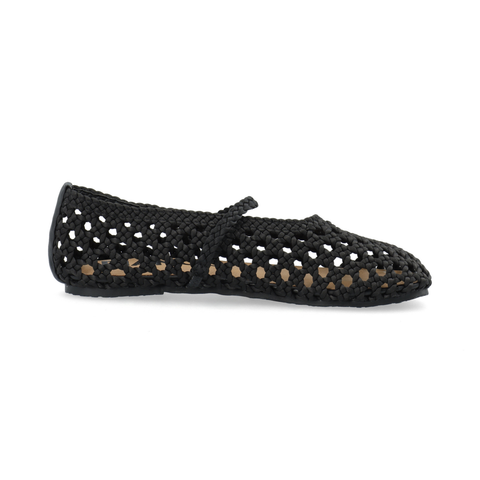 BIANCO BIASTELLA Mary Jane Crochet Satin, Black