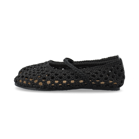 BIANCO BIASTELLA Mary Jane Crochet Satin, Black