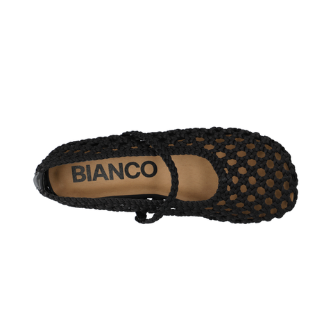 BIANCO BIASTELLA Mary Jane Crochet Satin, Black