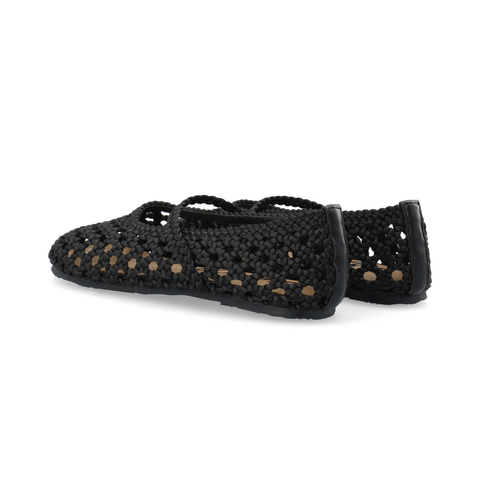 BIANCO BIASTELLA Mary Jane Crochet Satin, Black
