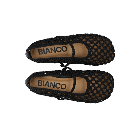 BIANCO BIASTELLA Mary Jane Crochet Satin, Black