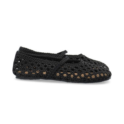 BIANCO BIASTELLA Mary Jane Crochet Satin, Black