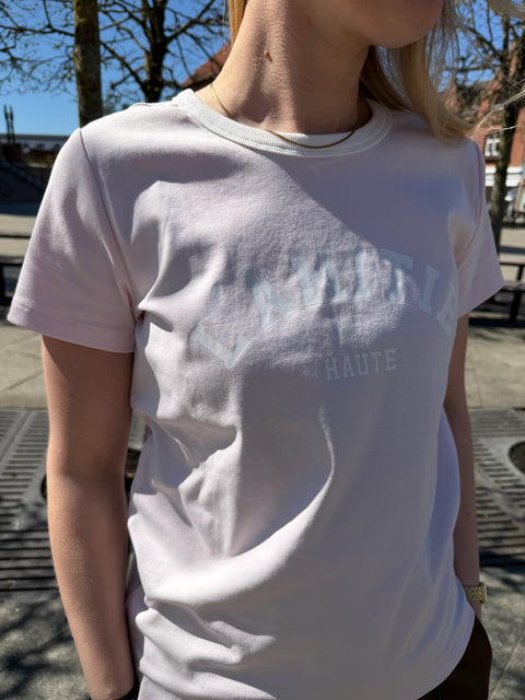 Haute L'amitié Neckline Logo Tee, Iced Rose