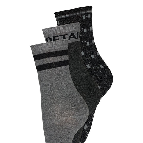 Hype The Detail Strømper - 3 Pak Grå/Sort