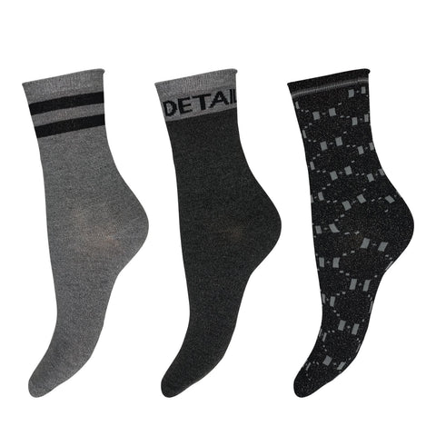 Hype The Detail Strømper - 3 Pak Grå/Sort