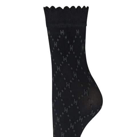 Hype The Detail nylon strømper m. logo - Sort