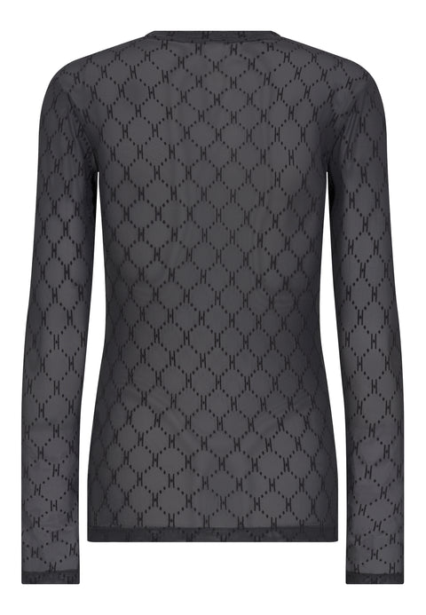 Hype The Detail Mesh Bluse m. logo, antracit