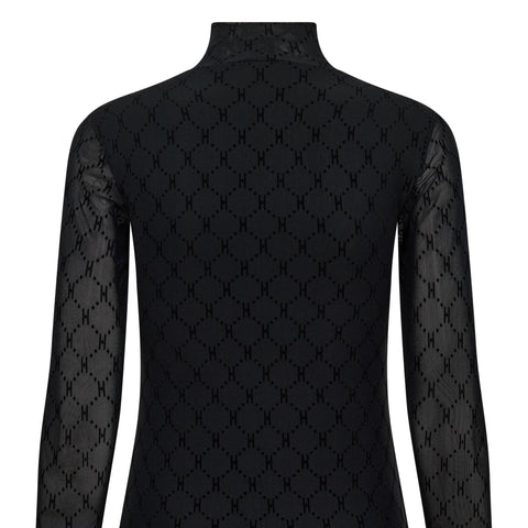 Hype The Detail Mesh Bluse m. logo - Sort - Høj hals