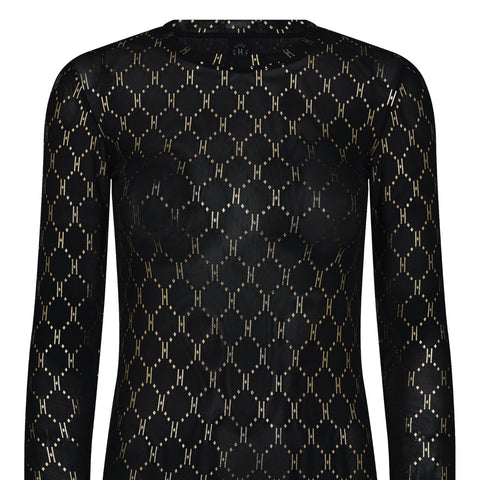 Hype The Detail Mesh Bluse m. logo - Guld