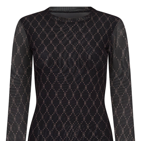 Hype The Detail Mesh Bluse m. logo - Sort/Brun