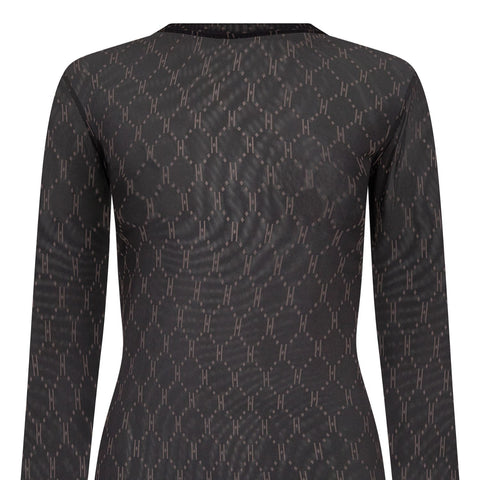 Hype The Detail Mesh Bluse m. logo - Sort/Brun