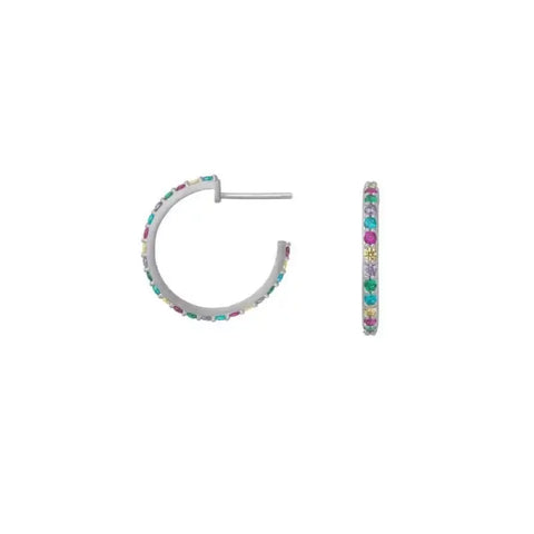 Rainbow Sparkle hoops - sølv