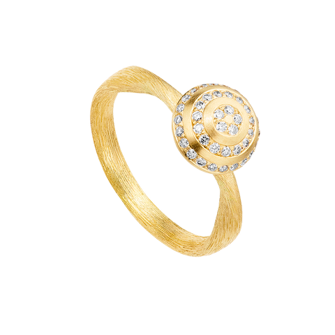 Dulong Mushroom Ring Ripple Stor 18 kt. guld m. brillanter