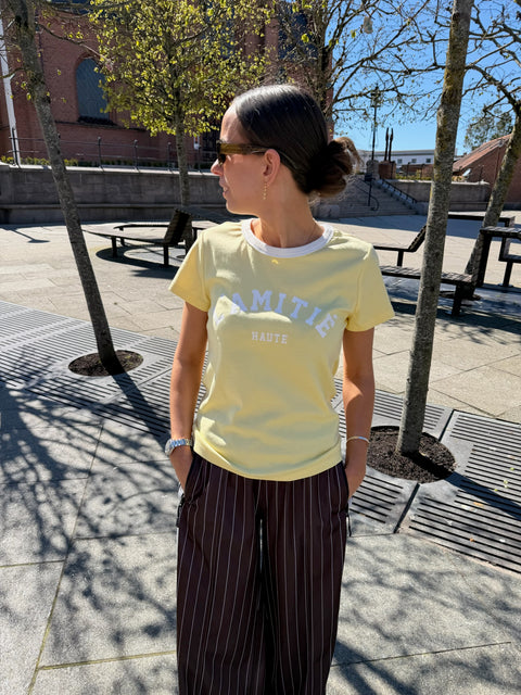 Haute L'amitié Neckline Logo Tee, Pale Yellow