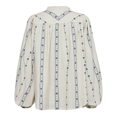 GOSSIA VibeGO Joe Blouse, Creme Blue Flowers