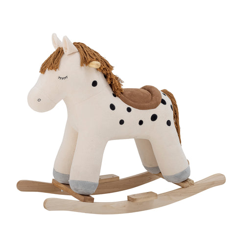 82062144_4. Merlen gyngehest, hest, hvid, polyester, sorte prikker fra bloomingville