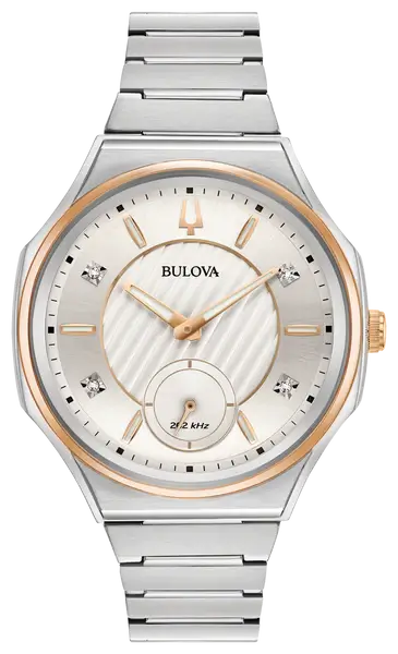 Bulova Women's Curv ur, m. diamanter, Stål og Rosaguld