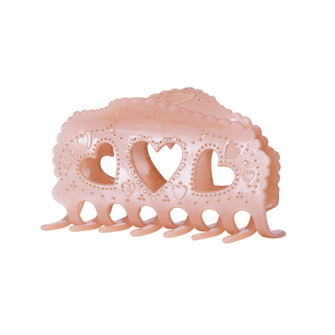 Adriana_blush_hairclaw. adriana hårspænde i lyserød pink med hjerter hårklemme fra maanesten