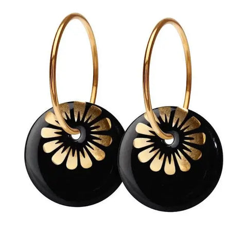 BLOOM øreringe (stor) - black/gold