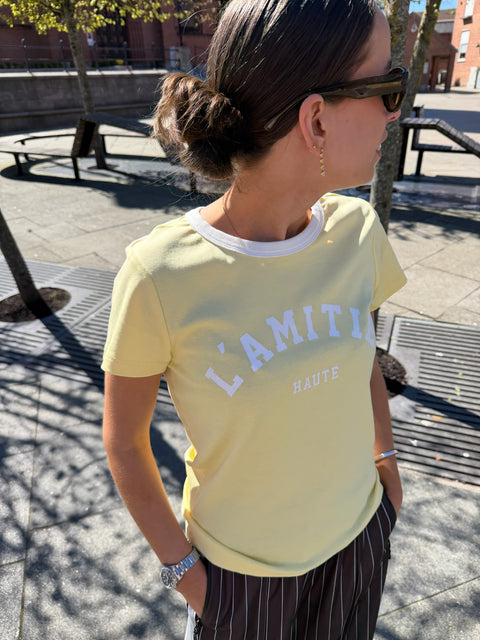 Haute L'amitié Neckline Logo Tee, Pale Yellow