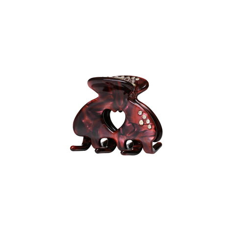 Cerys_small_maroon_hairclaw. cerys lille hårklemme i rød og sort fra maanesten