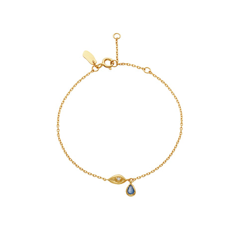 Cosette_bracelet_gold. cosette armbånd fra maanesten med kyanite og zirkonia. i forgyldt sterlingsølv