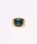 IX STUDIOS | DMN0282GDGRMA | Cushion Signet ring - Green Marble - forgyldt