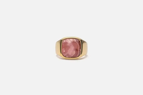 IX STUDIOS | DMN0282GDRHOCR | Cushion Signet ring - Rhodocrosite - forgyldt