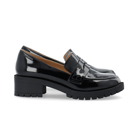 BIANCO BIAPEARL Simple Penny Loafer Patent Aquarius, Black