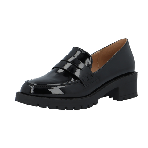 BIANCO BIAPEARL Simple Penny Loafer Patent Aquarius, Black