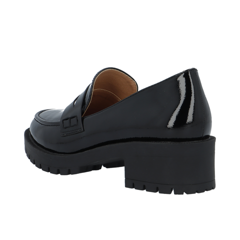 BIANCO BIAPEARL Simple Penny Loafer Patent Aquarius, Black