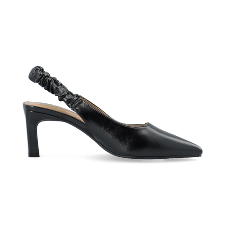 BIANCO BIAMONROE Scrunchie Slingback Faux Leather, Black