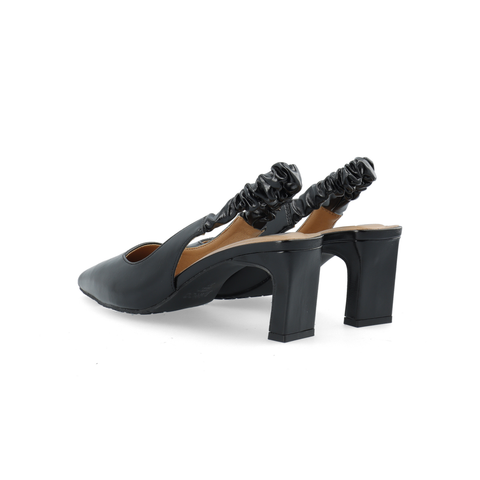 BIANCO BIAMONROE Scrunchie Slingback Faux Leather, Black