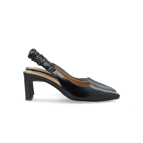 BIANCO BIAMONROE Scrunchie Slingback Faux Leather, Black