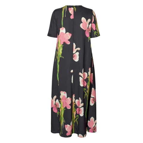 STINE GOYA - Melting Flowers Flowy Short Sleeve Midi Dress