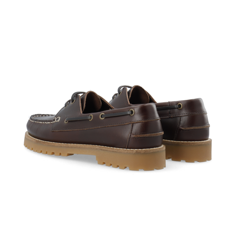 BIANCO BIACAPRI Boat Shoe Pull Up Leather, Dark Brown