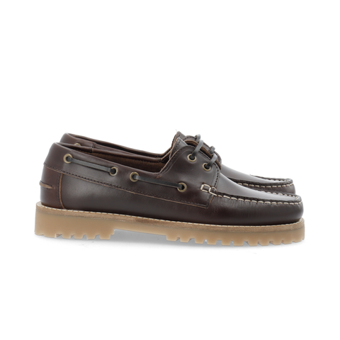 BIANCO BIACAPRI Boat Shoe Pull Up Leather, Dark Brown