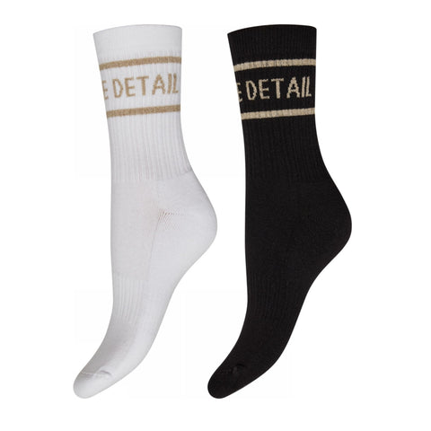 Hype The Detail Strømper - 2 Pak Hvid/Sort m. Guld
