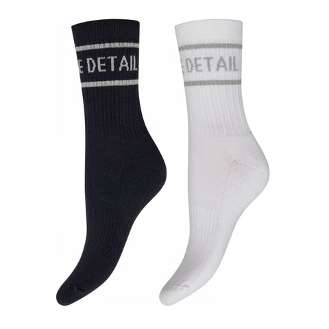 Hype The Detail Strømper - 2 Pak Hvid/Sort m. Sølv