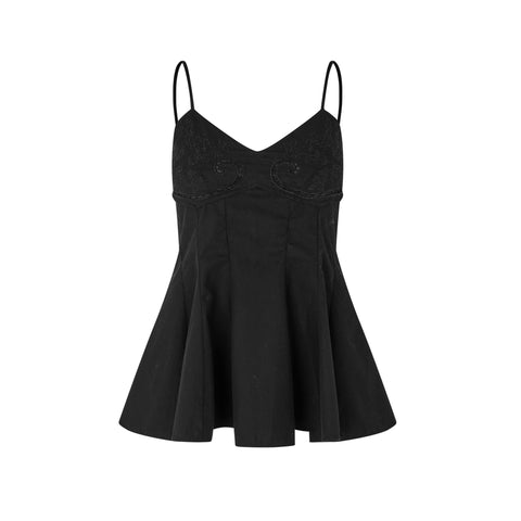 STINE GOYA Broderie Cotton, Embroidered Bustier Top