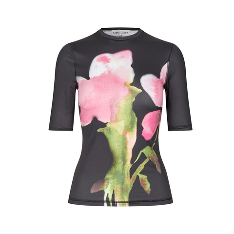 STINE GOYA - Melting Flowers Elastic Short Sleeve T-Shirt
