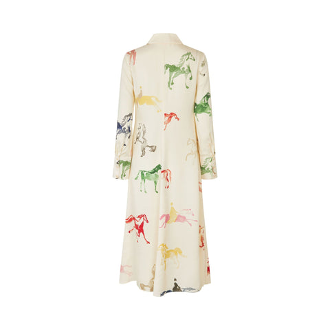 STINE GOYA Front Placket Midi Polo Dress - Horses